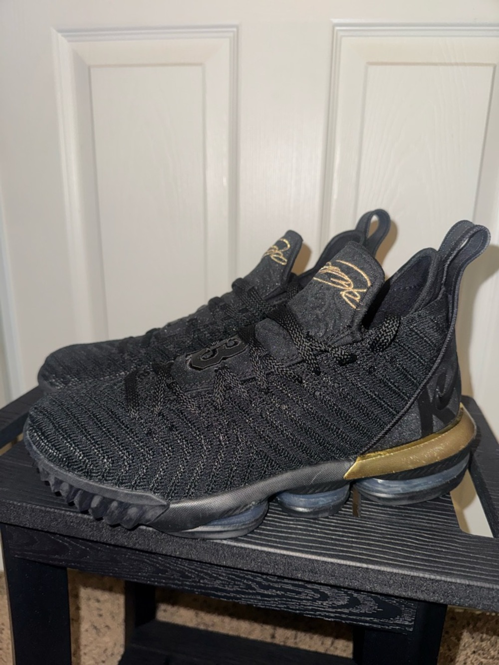 Nike Black and Gold LeBron Low Top Basketball Shoes. I’M KING